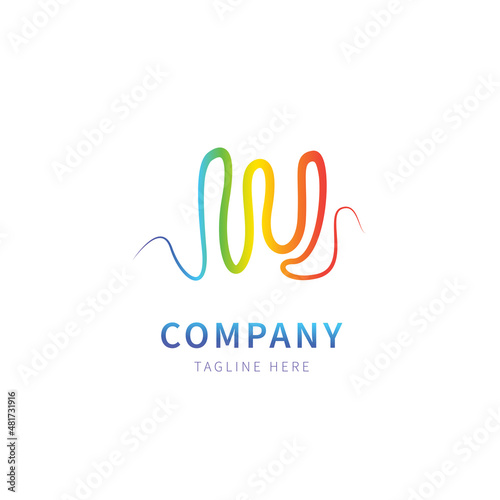 Rainbow line logo vector illustration minimalist line art