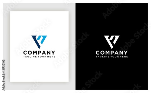 Logo triangle icon illustration design template letter F on a black and white background.