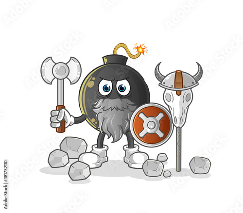 bomb viking with an ax illustration. character vector