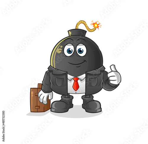 bomb office worker mascot. cartoon vector