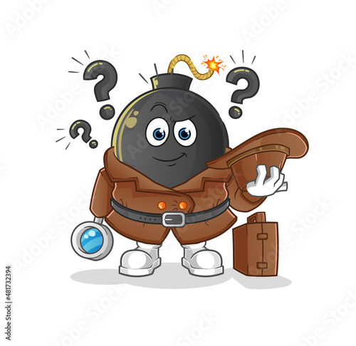 bomb detective vector. cartoon character