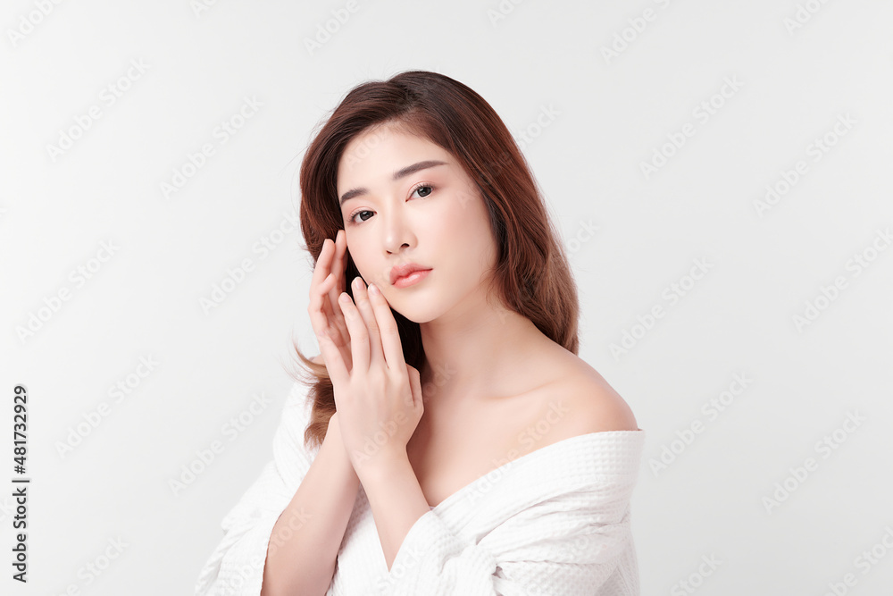 Beautiful young asian woman with clean fresh skin on white background, Face care, Facial treatment, Cosmetology, beauty and spa, Asian women portrait. Beautiful young asian woman with clean fresh skin on white background, Face care, Facial treatment, Cosmetology, beauty and spa, Asian women portrait.