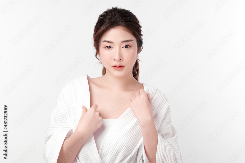 Beautiful young asian woman with clean fresh skin on white background, Face care, Facial treatment, Cosmetology, beauty and spa, Asian women portrait. Beautiful young asian woman with clean fresh skin on white background, Face care, Facial treatment, Cosmetology, beauty and spa, Asian women portrait.