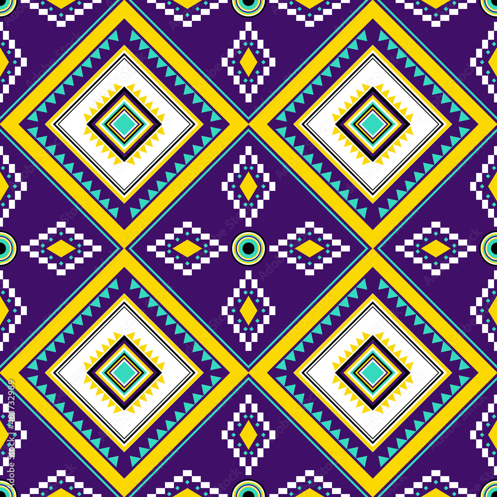 Purple geometric seamless pattern with shapes for wallpaper , Decorative