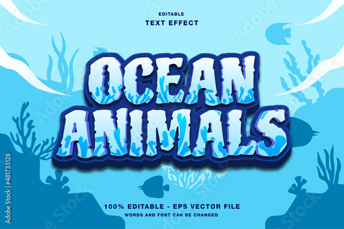 Canvas Print Ocean Animals Cartoon Game Title Editable Text Effect