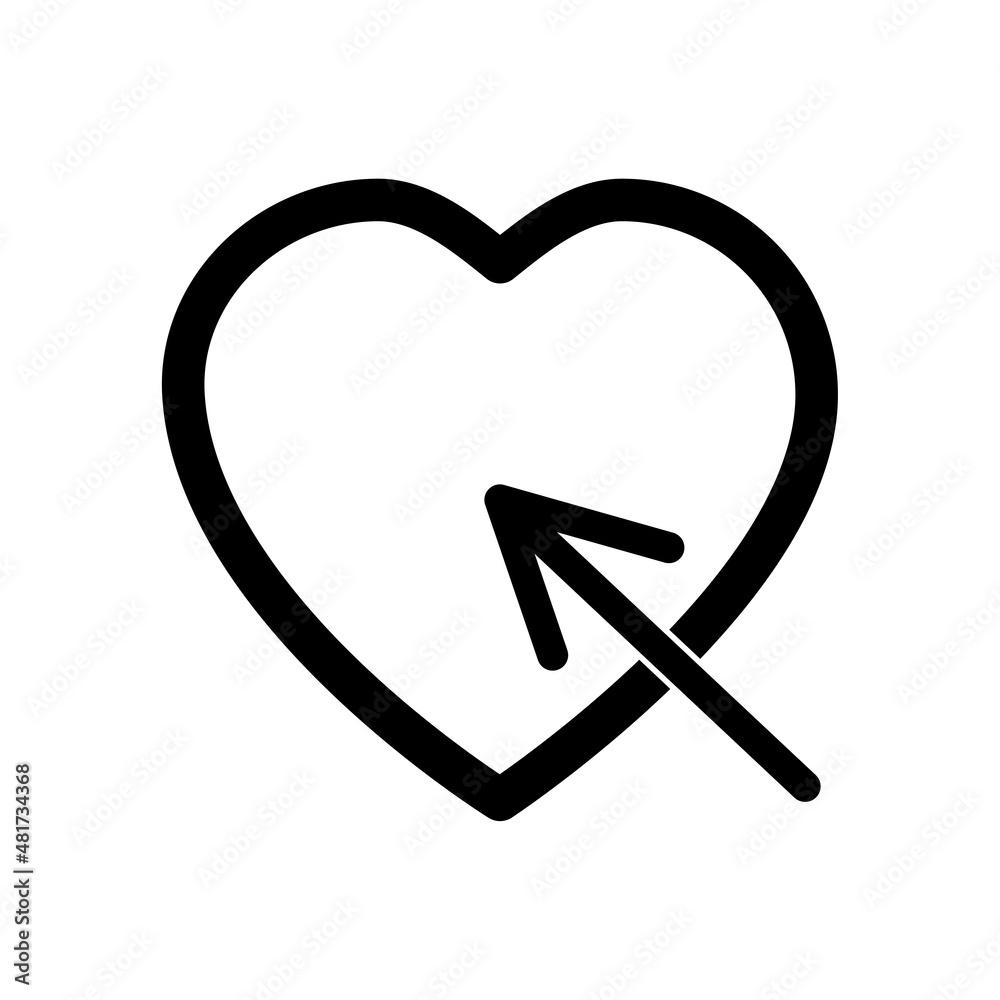 Heart with arrow icon. Love symbol. Decoration design. Creative logo. Cartoon style. Vector illustration. Stock image. Heart with arrow icon. Love symbol. Decoration design. Creative logo. Cartoon style. Vector illustration. Stock image.