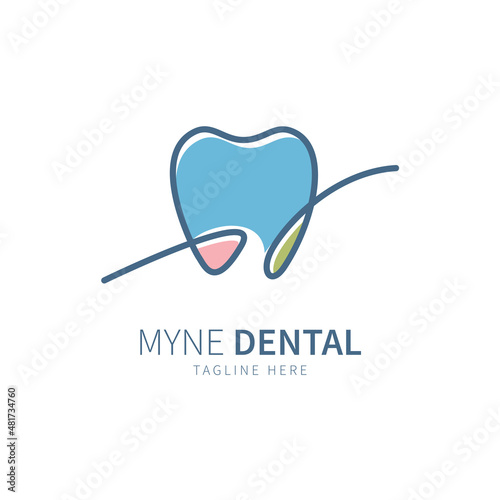 Dental line art logo template vector illustration icon design