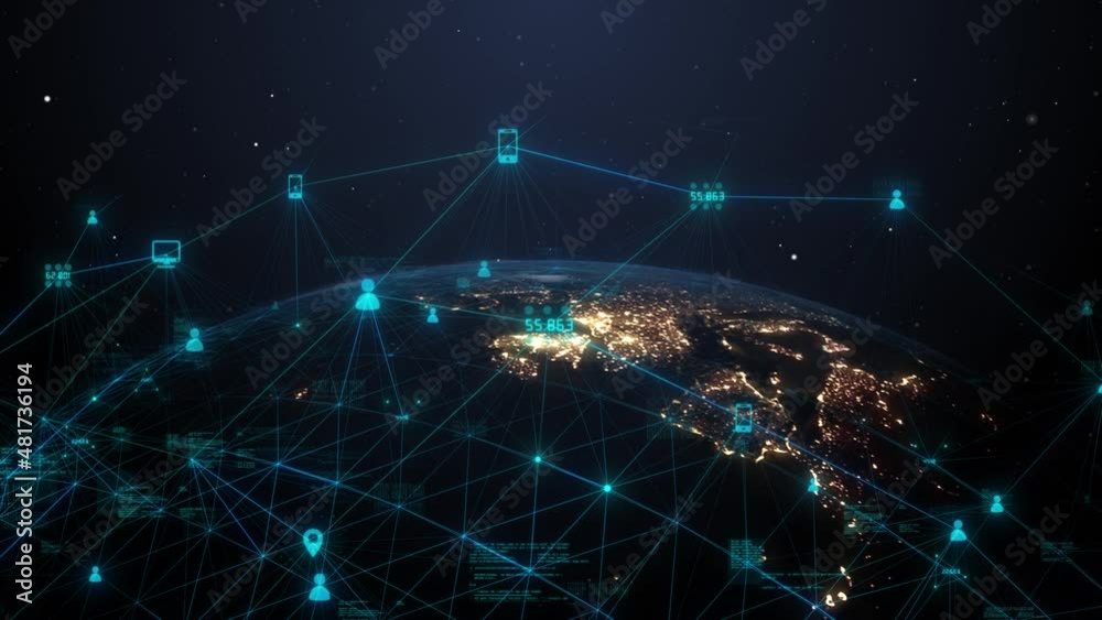 Global social media devices connectivity big data mining network technology - 3D Animation Render