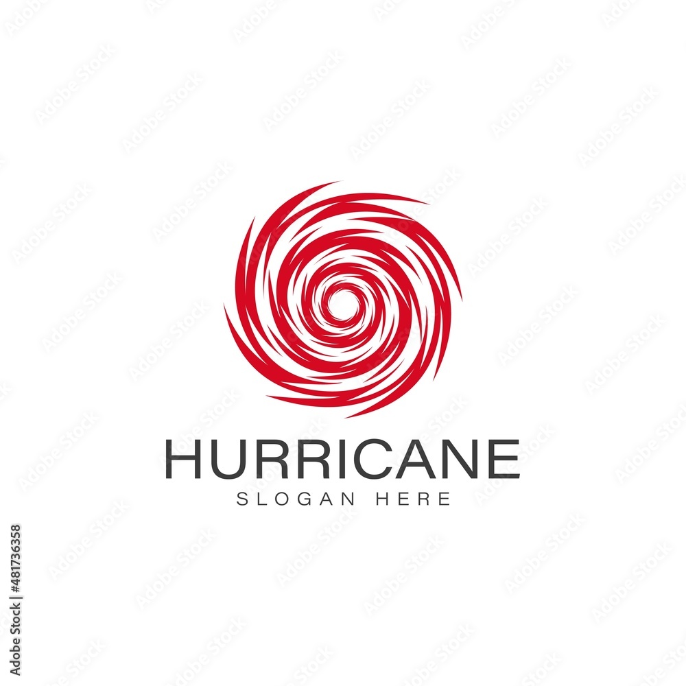 Hurricane icon logo vector concept design. Abstract Tornado, Typhoon icon with red color element.