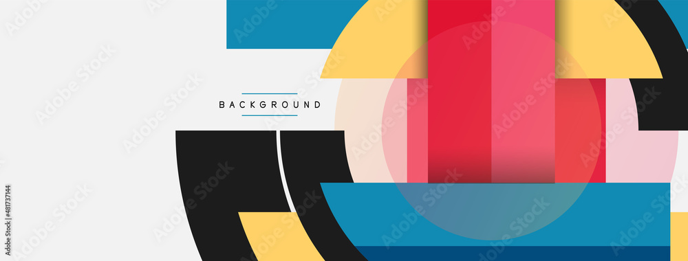 Geometric shapes composition abstract background. Circles lines and rectangles. Vector illustration for wallpaper banner background or landing page Geometric shapes composition abstract background. Circles lines and rectangles. Vector illustration for wallpaper banner background or landing page