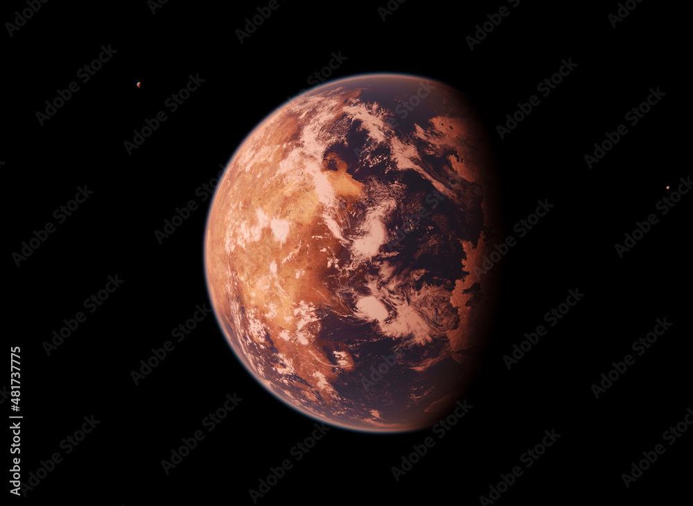 TRAPPIST-1D Livable Habitable Exoplanet Orbiting Red Dwarf Star System in Space TRAPPIST-1D Livable Habitable Exoplanet Orbiting Red Dwarf Star System in Space