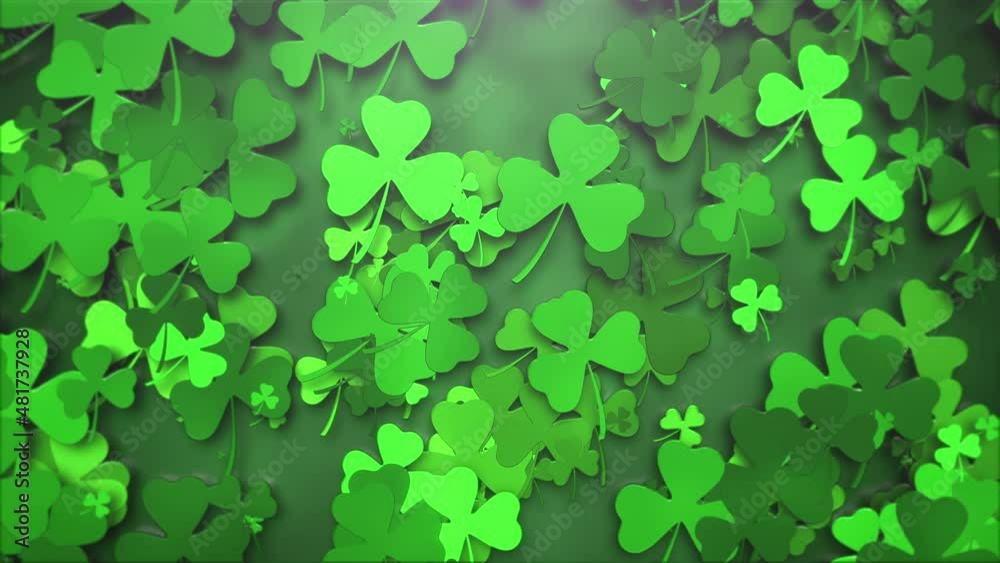 Green shamrocks pattern, motion holidays, Saint Patrick Day and Irish national style background Green shamrocks pattern, motion holidays, Saint Patrick Day and Irish national style background