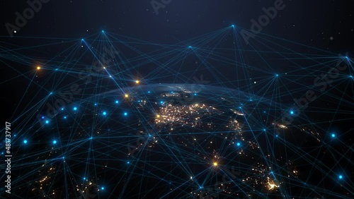 Wallpaper Mural Global network data technology connectivity exchange of information - 3D Animation Render Torontodigital.ca