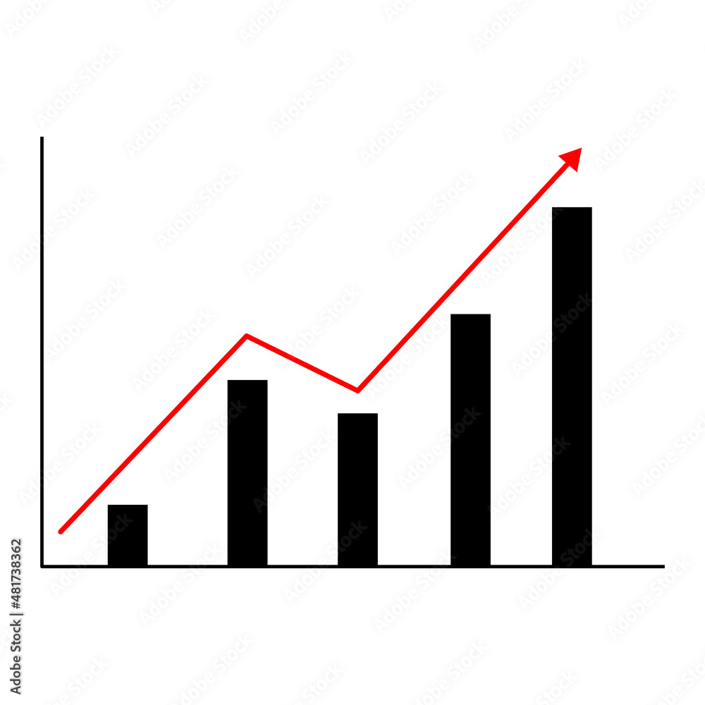 Statistic chart with arrow. Increasing business chart flat icon Statistic chart with arrow. Increasing business chart flat icon