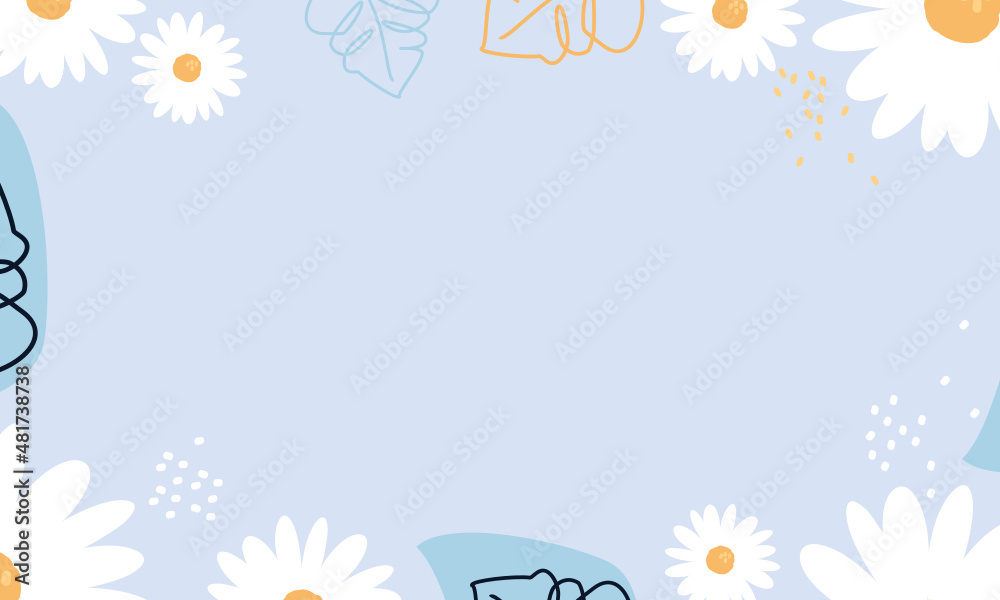 Frame with daisies on blue background vector.