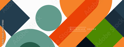 Minimal geometric abstract background. Circle square and triangle design. Trendy techno business template for wallpaper, banner, background or landing