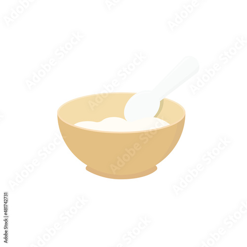 Porridge in the bowl design vector. Brown bowl isolated.breakfast icon