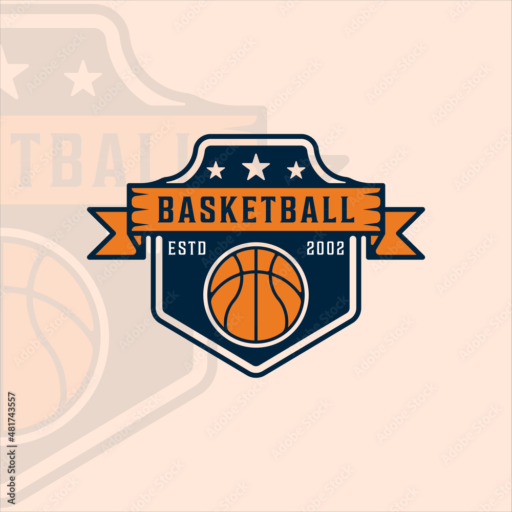 basketball logo modern vintage vector illustration template icon graphic design. sport sign or symbol for team and club league competition with badge and typography
