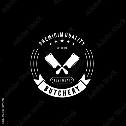 The Butchery - vintage logo concept. Logo of Butchery meat shop with Meat knives. Butchery logo template. Vector illustration