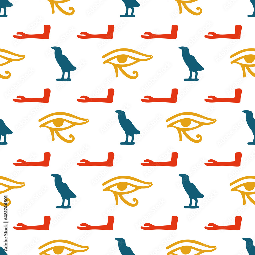 Vector ancient Egyptian icon pattern. Vector seamless pattern on the ...