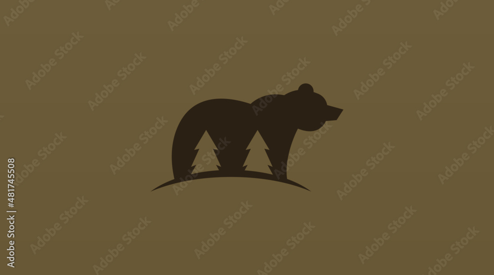 Head of Bear Silhouette Logo Design Concept Vector. Animal Logo Template Vector