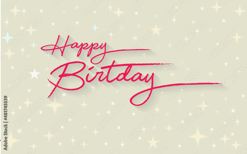 Vector illustration: Handwritten modern brush lettering of Happy Birthday on white background. Typography design. Greetings card.
