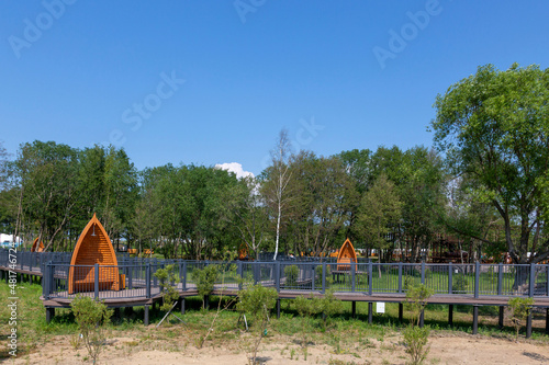 View of the territory of the park Island of Forts in Kronstadt, St. Petersburg