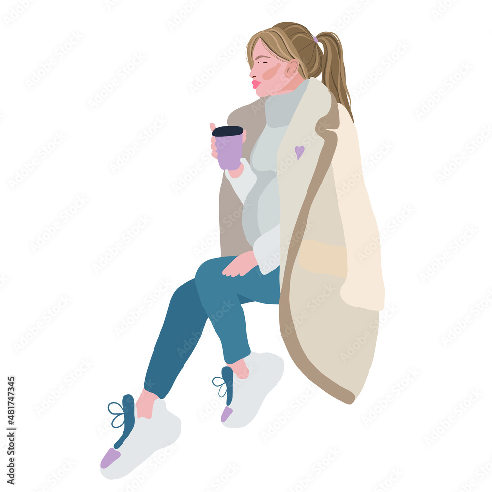 Beautiful pregnant woman. Vector illustration of a flat design.