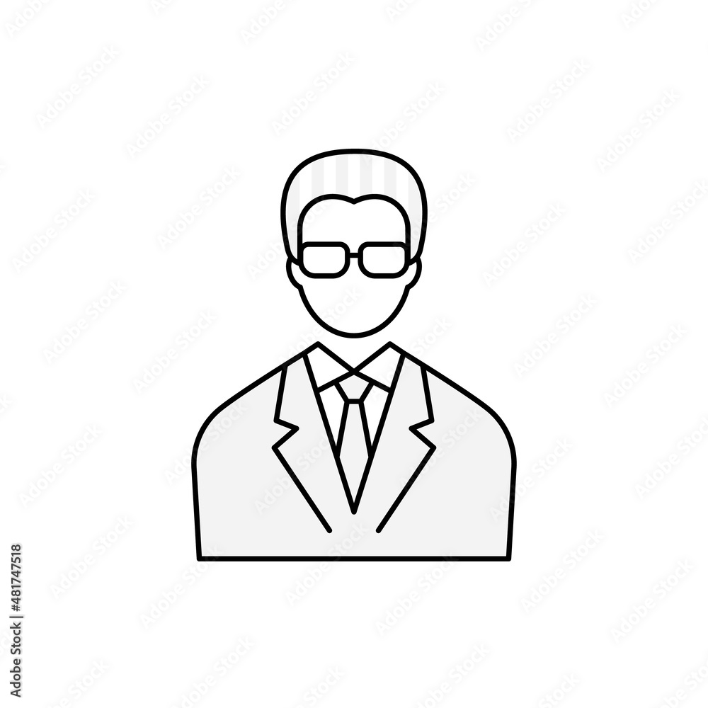 Middle aged male office worker illustration.