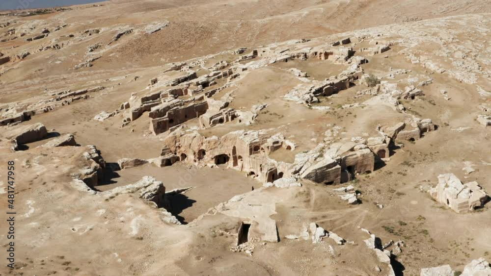Dara Mesopotamia Ruins In Mardin, Turkey - aerial drone shot Dara Mesopotamia Ruins In Mardin, Turkey - aerial drone shot