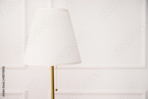 White lampshade close-up on a white background.Abstract background.