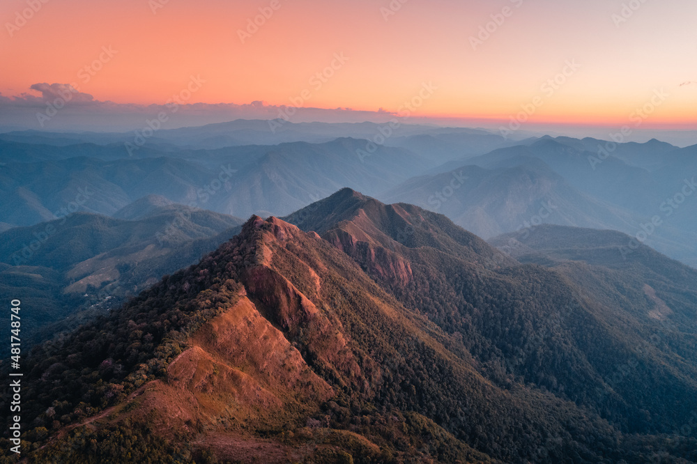  evening scenery,mountains in the evening high angle