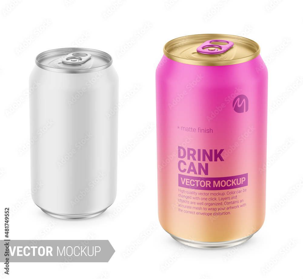 White matte tin can mockup. Vector illustration. White matte tin can mockup. Vector illustration.