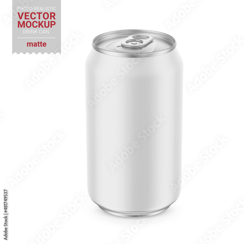 White matte tin can mockup. Vector illustration.