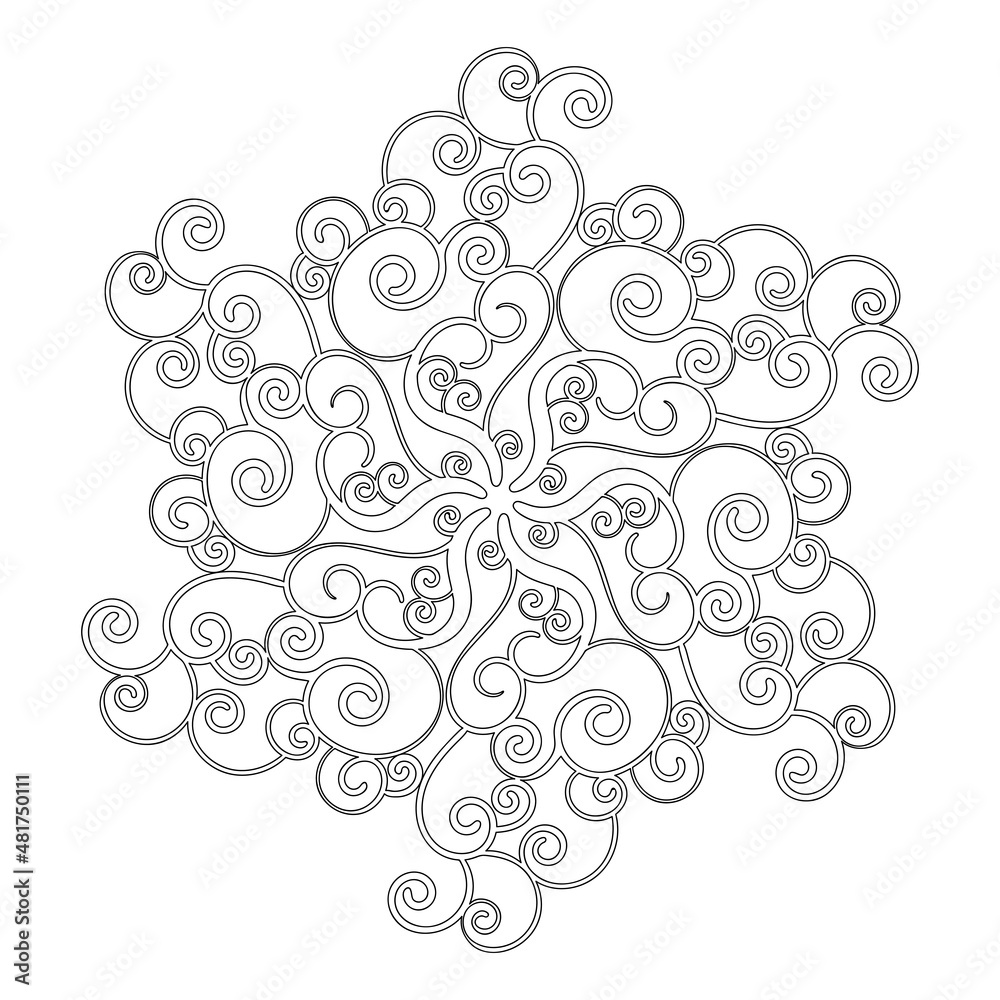 Coloring page for children and adults. Vector mandala. Hand drawn illustration