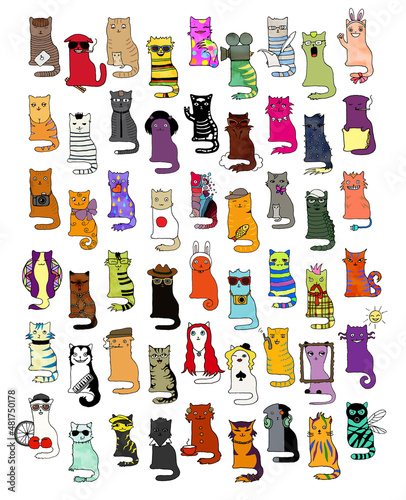 Fancy Friends Cats - Cute Character Stickers Set
