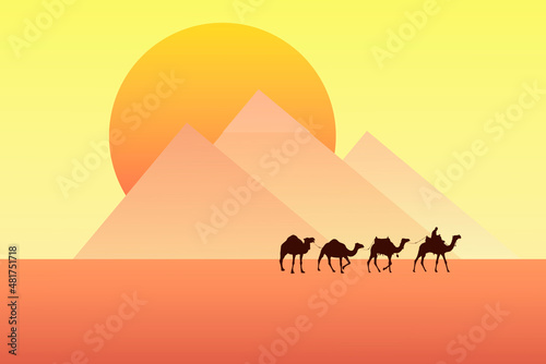 Illustration of the Pyramids of Giza in Egypt