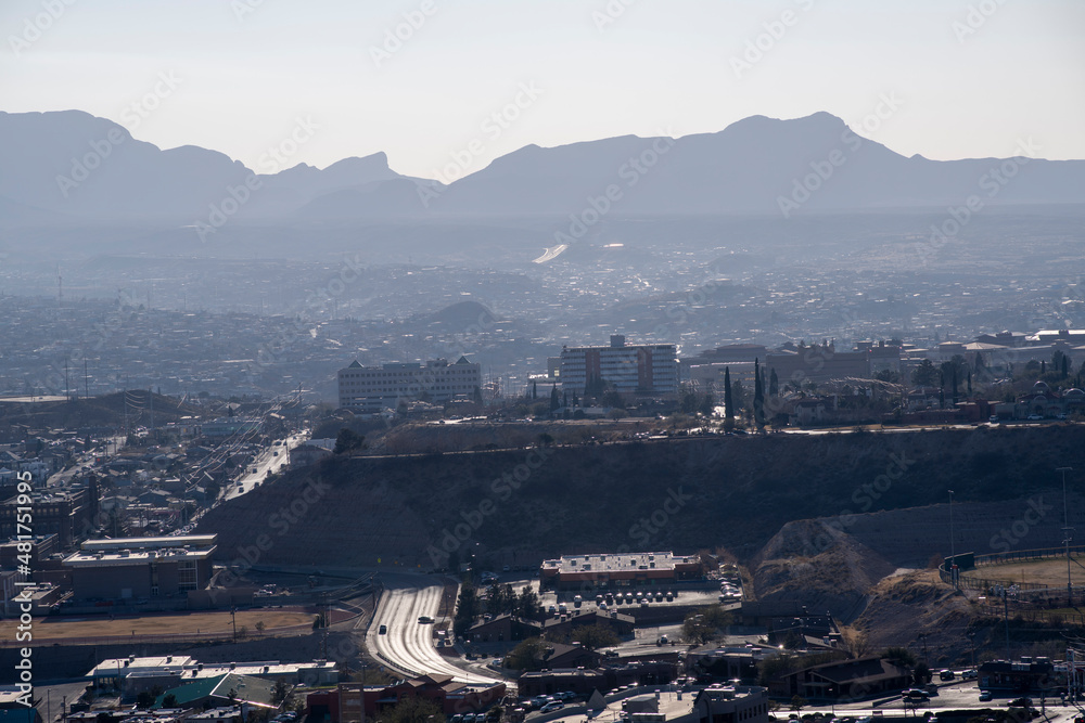 Scenic View from El Paso Neighborhood into Juarez Mexico