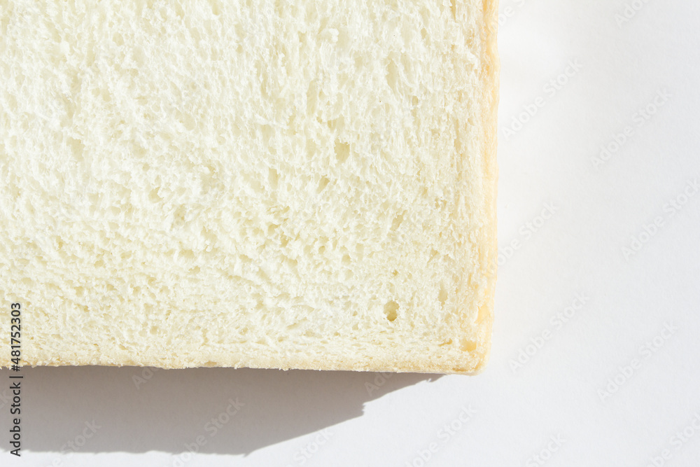 A slice of bread on a white background A slice of bread on a white background
