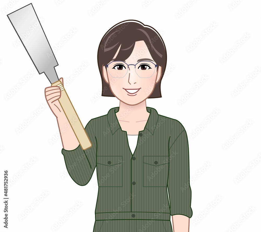DIYをする女性のイラスト DIYをする女性のイラスト