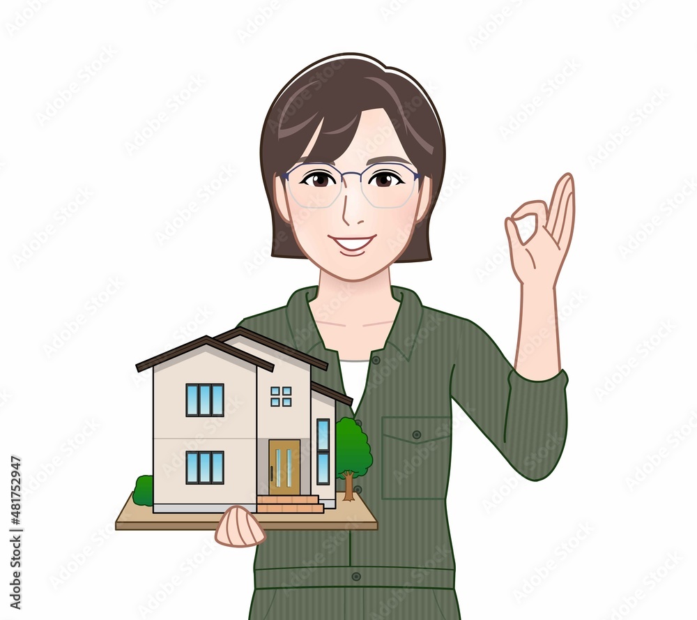 DIYをする女性のイラスト DIYをする女性のイラスト