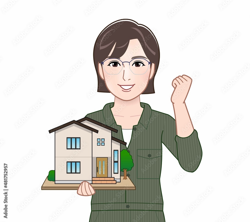 DIYをする女性のイラスト DIYをする女性のイラスト