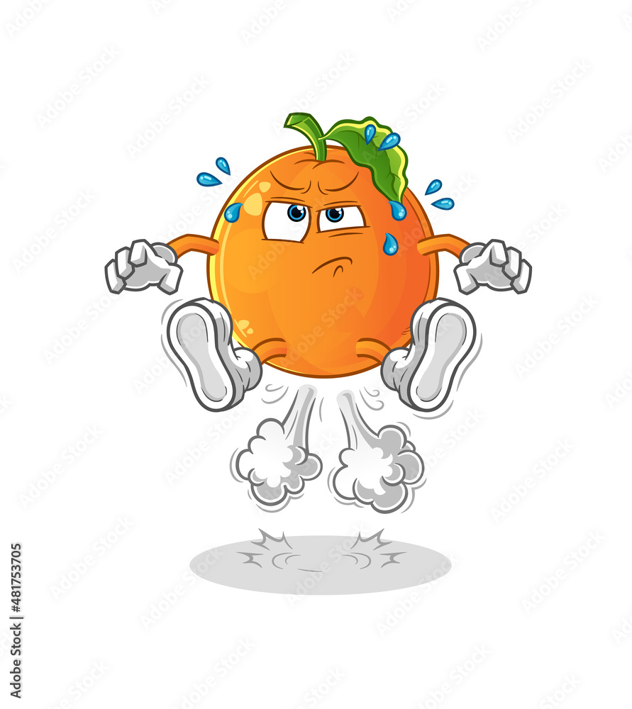 Orange fart jumping illustration. character vector Orange fart jumping illustration. character vector