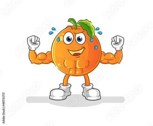 Orange muscular cartoon. cartoon mascot vector