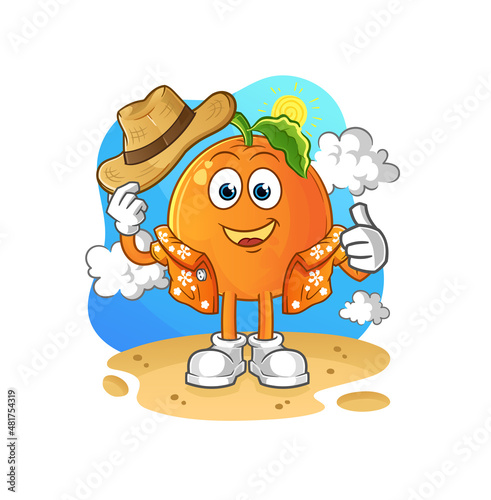 Orange go on vacation. cartoon mascot vector