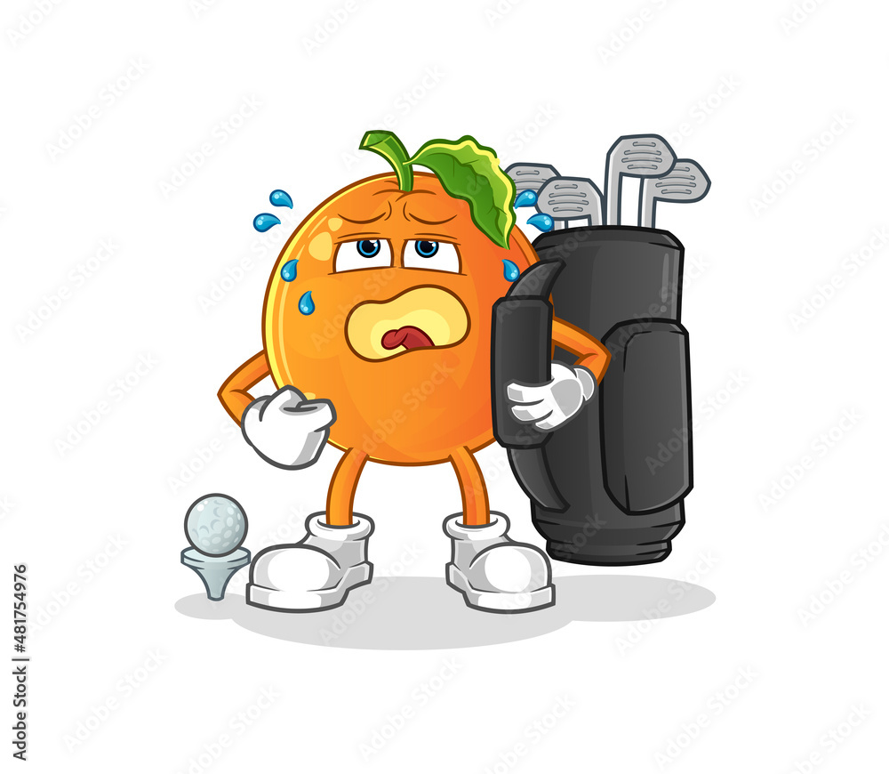 Orange with golf equipment. cartoon mascot vector Orange with golf equipment. cartoon mascot vector