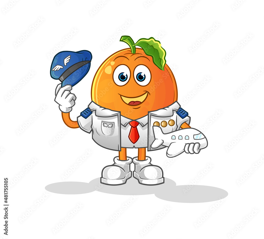Orange pilot mascot. cartoon vector