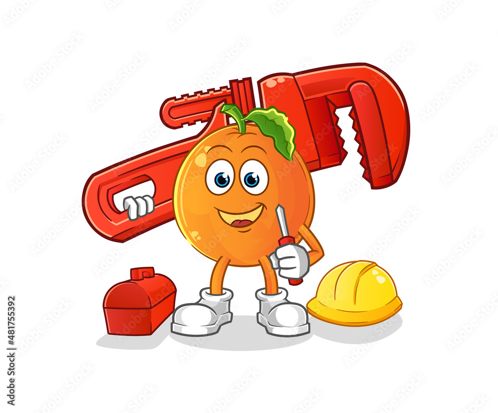 Fototapeta premium Orange plumber cartoon. cartoon mascot vector