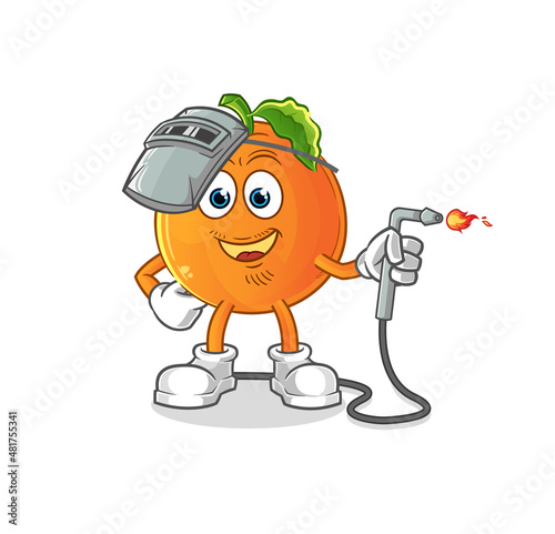 Orange welder mascot. cartoon vector © dataimasu