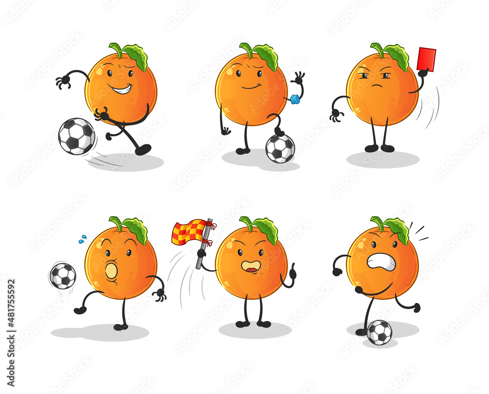 Orange football group character. cartoon mascot vector Orange football group character. cartoon mascot vector